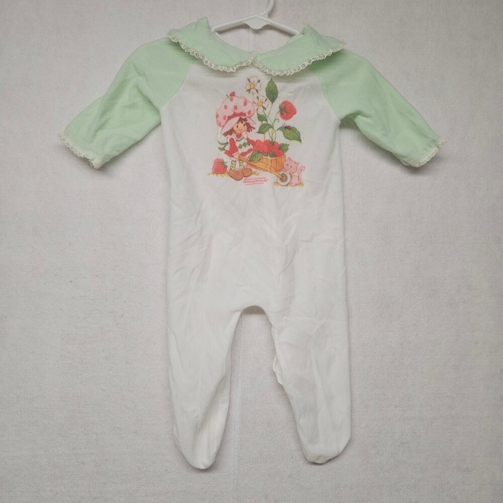 VTG Strawberry Shortcake 1980s Lullaby Land Baby Footie Sleeper PJs Sz M 6-12M